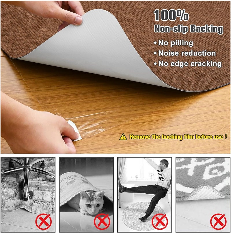 Placoot Desk Chair Mat for Hardwood Floor Corduroy Surface 1/6" Thick 55"x35" Office Chair Mat for Rolling Chairs-100% Large Anti-Slip Backing Under Desk Low-Pile Office Rug Floor Mat for Office/Home - Image 4